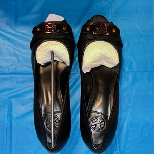 NIB- Tory Burch Emma Demi Open Toe Wedge - Black - Size 8.5